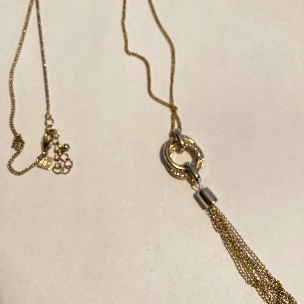BR rhinestone circle tassel necklace